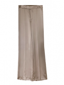 KRISTEN high waist wide-leg beige satin pants Retail price $755 Size 40