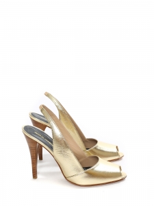 Gold leather peep toe ankle strap pumps NEW Retail price €420 Size 40