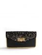 SALLY Swarovski crystal-embellished black leather clutch bag with gold lock Retail price €2700