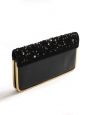 SALLY Sally Swarovski crystal-embellished black leather clutch bag with gold lock Retail price €2700