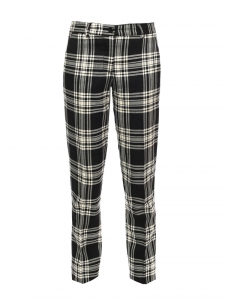 Pantalon droit en laine vierge imprimé écossais noir et blanc Prix boutique 260€ Taille 36