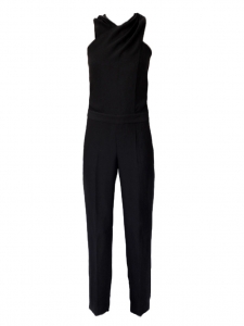 Combi-pantalon sans manches drapée en jersey noir Px boutique 175$ Taille 34