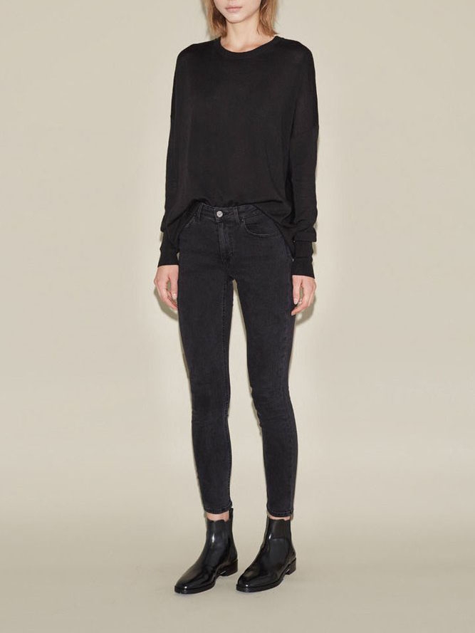 Boutique ACNE STUDIOS Skin Pocket Used Black " mid-rise skinny dark grey jeans Retail price $220 Size 30/34