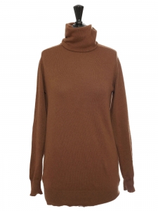Roll neck caramel brown cashmere sweater Retail price €350 Size S