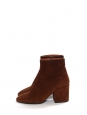 Brown suede leather and block heel ankle boots Retail price €630 Size 40