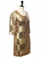 Robe de cocktail manches courtes brodée de sequins dorés Prix boutique 1400€ Taille S