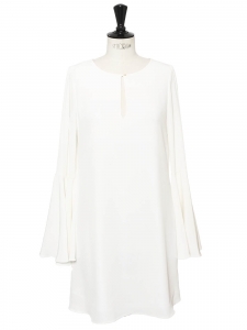 BRIANNA Keyhole swing white dress with long sleeves Retail price €380 Size S