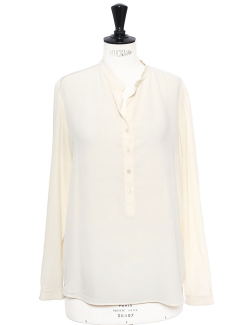 EVA ivory white silk crepe de chine long sleeve blouse Retail price €525 Size 40
