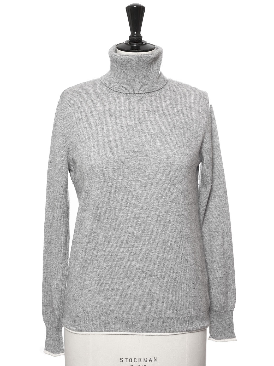 Louise Paris - INSIEME Light grey wool and cashmere turtleneck sweater ...