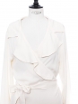 Ivory white silk belted lightweight jacket Retail price €850 Size 38