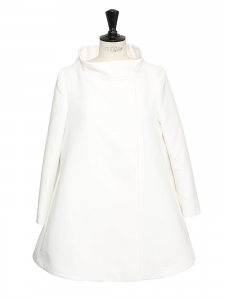 White silk sixties style long sleeves spring coat Retail price &euro;1100 Size 36