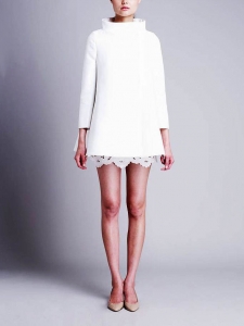 White silk sixties style long sleeves spring coat Retail price &euro;1100 Size 36