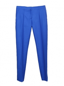 STELLA MCCARTNEY Pantalon slim fit à pli en piqué de laine bleu roi Px boutique $560 Taille 34