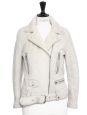 Veste biker shearling jacket MOCK FELTED blanc ivoire Prix boutique 1900€ Taille 34