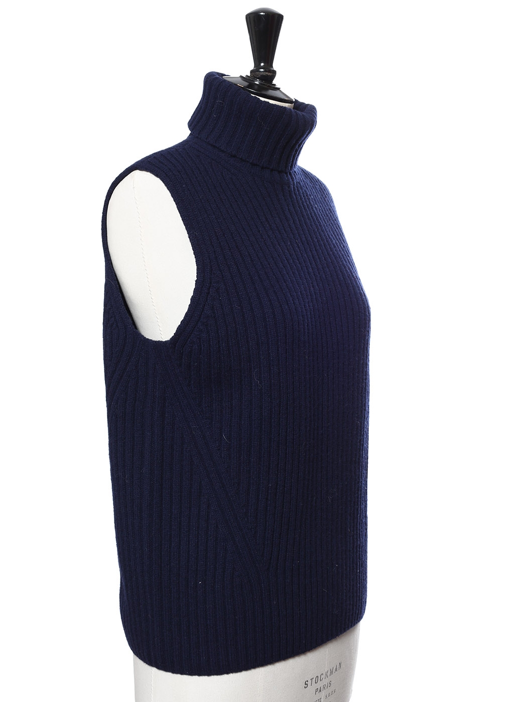Mango Wool Turtleneck Knitted Gilet Dark in Navy Womens Clothing Jumpers and knitwear Sleeveless jumpers Blue 