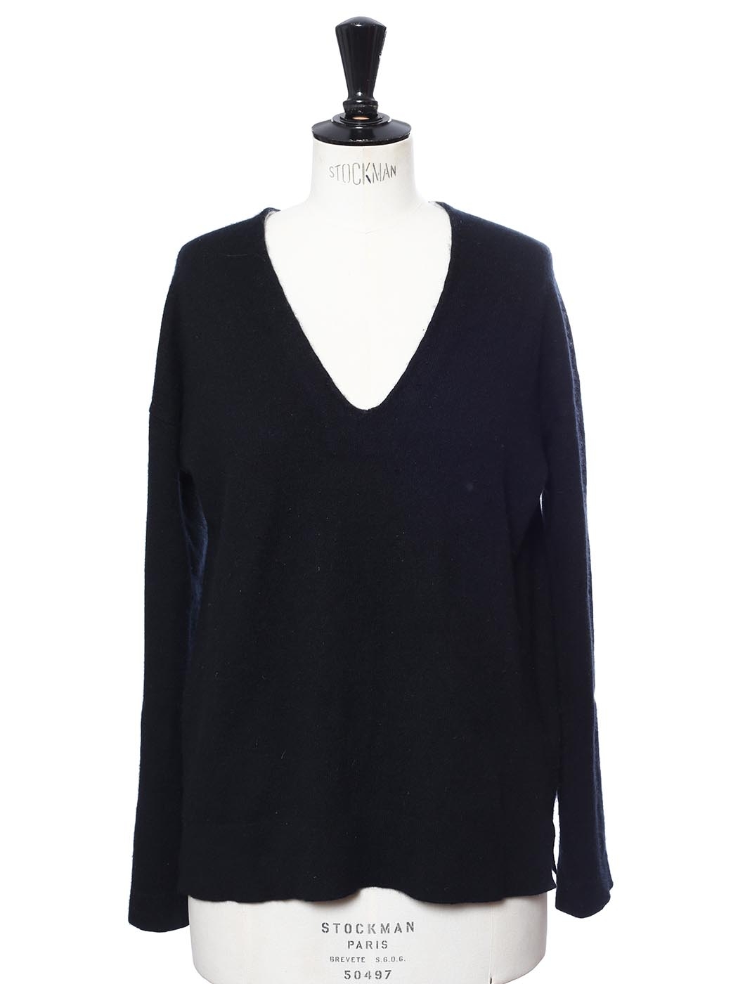 Louise Paris - ALLUDE CASHMERE V neck black thick cashmere wool sweater ...