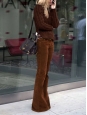 Pantalon THE JANIS taille haute slim fit évasé en velours marron camel Prix boutique $210 Taille 27 (Small)