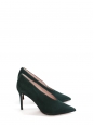 Dark green suede leather essential V neck pointy toe pumps Retail price $600 Size 36.5