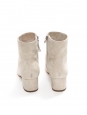 White beige suede leather ankle boots with almond toe and low heel Retail price €590 Size 37
