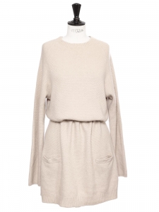 Long sleeves beige pink thick luxury cashmere Retail price €1100 Size 40