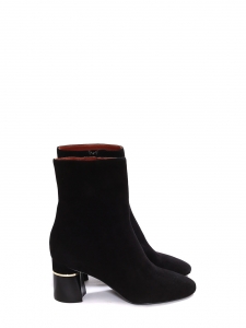 DRUM Black suede leather ankle low heel boots with sliver of metal Retail price €575 Size 38