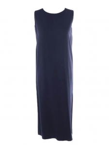LANI midi length sleeveless navy blue crepe dress Retail price €1225 Size XS to S