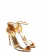 Sandales à talon fin et bride cheville en cuir doré et argent NEUVES Px boutique 790€ Taille 36,5