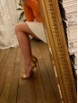 Sandales à talon fin et bride cheville en cuir doré et argent NEUVES Px boutique 790€ Taille 36,5