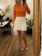 Gardenia white VALERIA pleated jersey mini skirt with ruffles Retail price $188 Size XS/S