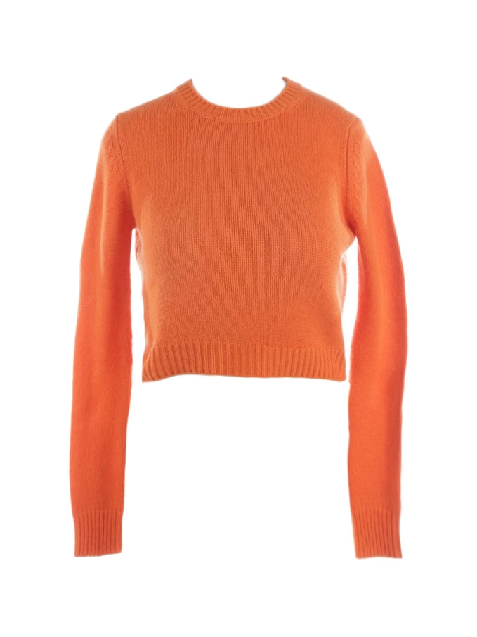 Louise Paris - MIU MIU Bright orange cashmere wool round neck cropped ...