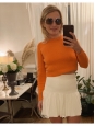 Bright orange cashmere wool round neck cropped sweater Retail price €600 Size S
