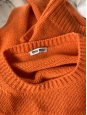 Bright orange cashmere wool round neck cropped sweater Retail price €600 Size S