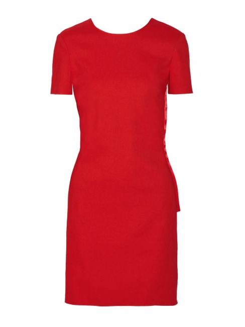 Bow-embellished Open back  bright red linen-blend Shantung dress Retail price €1860 Size 38
