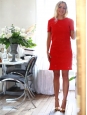 Bow-embellished Open back  bright red linen-blend Shantung dress Retail price €1860 Size 38