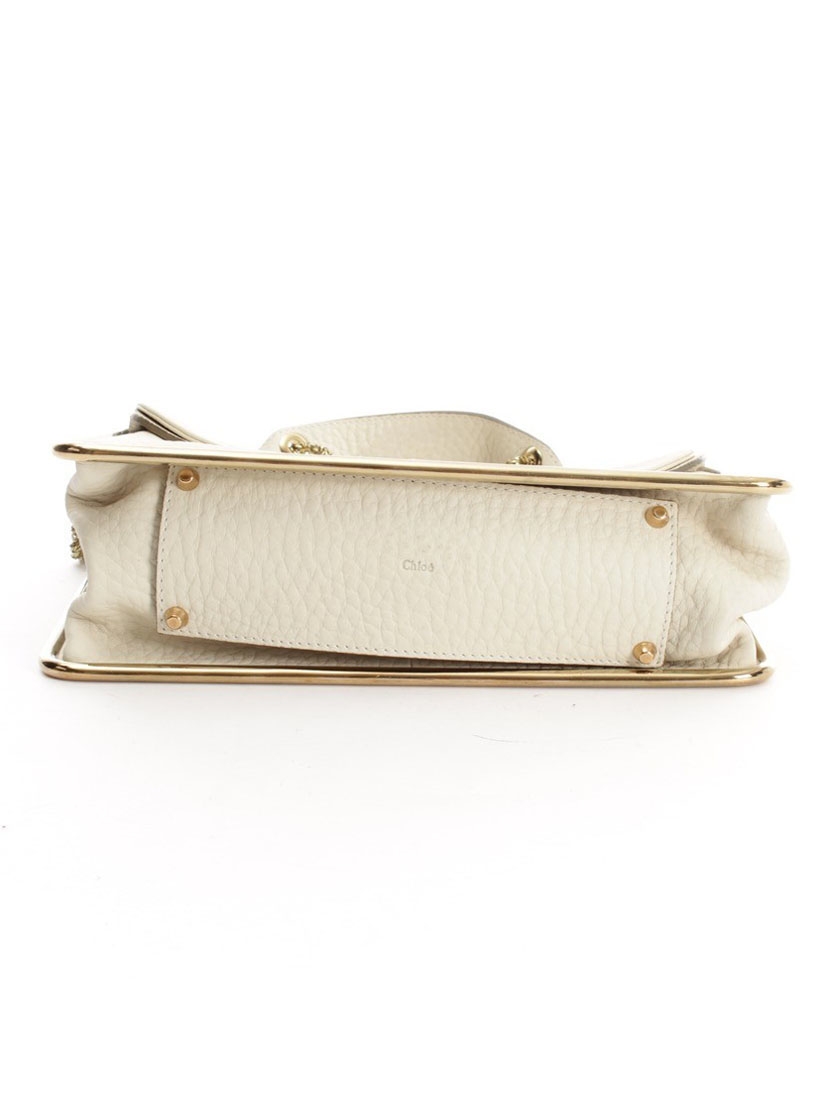 Louise Paris - CHLOE Sally ecru white grained leather shoulder bag and ...