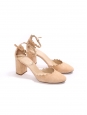 LAUREN Nude beige suede leather scallop-edged d'Orsay pumps NEW Retail price $695 Size 39