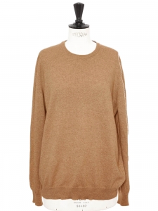 Camel beige cashmere round neck sweater Retail price €420 NEW Size L