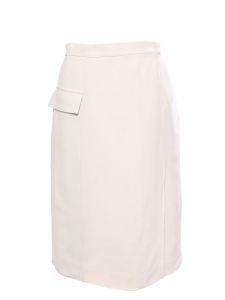 Midi length powder pink crepe straight skirt Retail price €900 Size 40