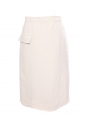 Midi length powder pink crepe straight wrap skirt Retail price €900 Size 40