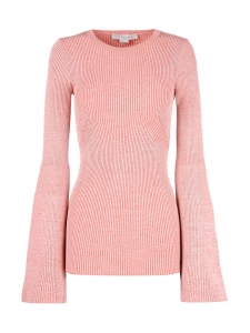 Blush pink ribbed wool blend crew neck sweater Retail price €750 Size 34