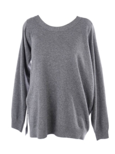 Round neck asymmetric dark grey alpaga and wool sweater Retail price €525 Size S to M