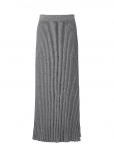 Jupe longue taille haute plissée en maille gris foncé Prix boutique $375 Taille XS