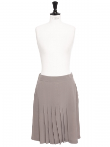 Taupe grey pleater silk skirt Retail price €500 Size 38/40