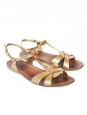 Gold metallic leather flat sandals with ankle strap Retail price €550 Size 36