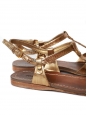 Gold metallic leather flat sandals with ankle strap Retail price €550 Size 36
