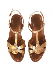 Sandales plates bride cheville en cuir doré Prix boutique 550€ NEUVES Taille 36