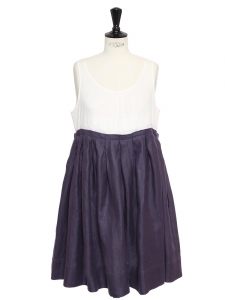 Purple and white cotton and linen dress NEW Retail price €350 Size 36/38