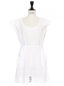 White eyelet-embellished cotton short dress Retail price €450 Size 36