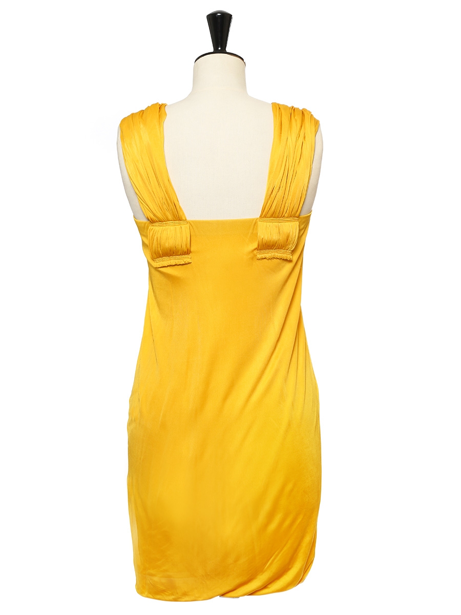 Louise Paris - YGAL AZROUEL Golden yellow draped cocktail dress with ...