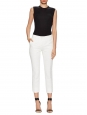 White daisy flower jacquard slim-leg cropped pants Retail price €660 Size 36